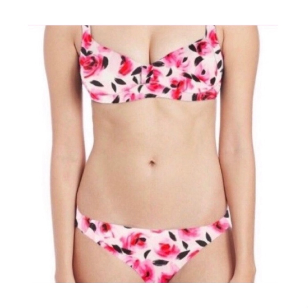 Kate Spade Floral Rose Bud Bikini Set Pink S NWT